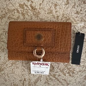 DKNY logo circle tan color leather women’s wallet